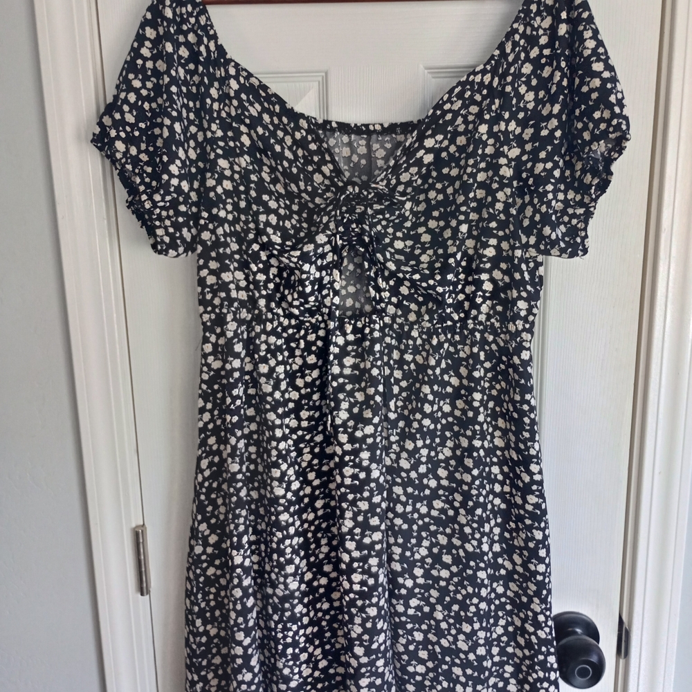Floral Black and White Dress